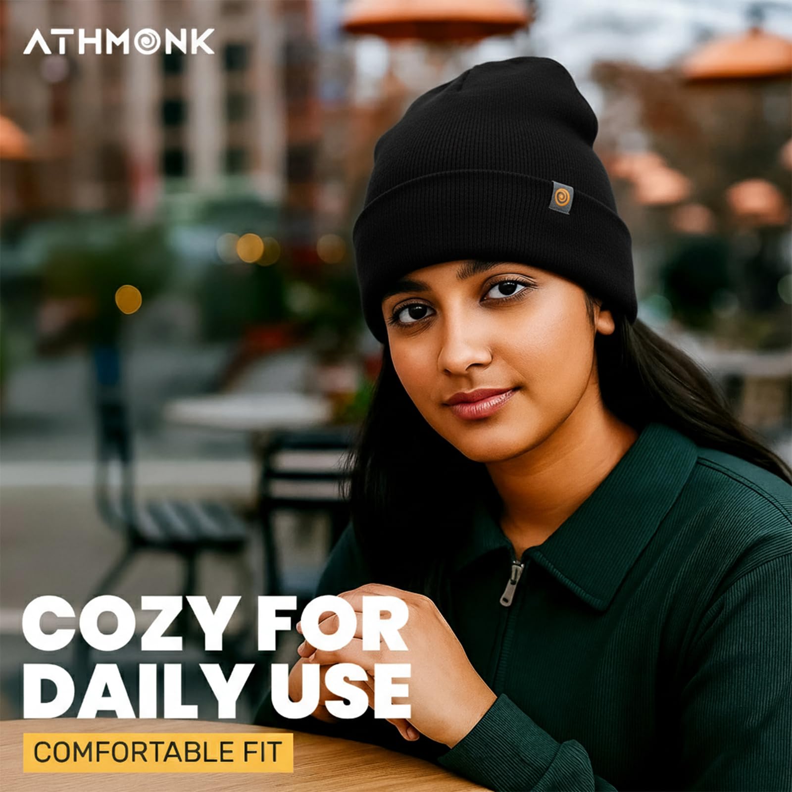 Athmonk Winter Woolen Beanie Cap for Men & Women | Warm Cuff Head Cap for Winters | Cold Weather Hat for Girls & Boys 100% Woollen Fabric Ultra Soft & Cozy | Garam Topi for Man